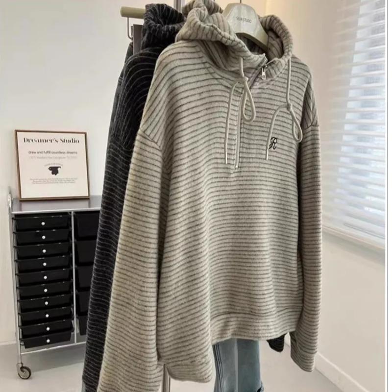 Женский свитшот оверсайз с капюшоном из флиса, утолщенный, свободного кроя, с полувысоким воротником, повседневный пуловер с длинным рукавом, зимний свитшот-топ XXXXL абрикосовый