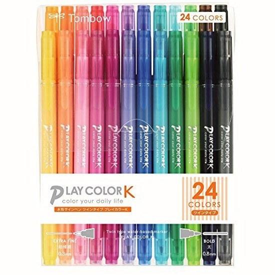 Tombow Pencil Water-Based Sign Pen 24 Colors (Thick Extra Fine Twin Type) Color (Full Cute Colors) Play K GCF-012
