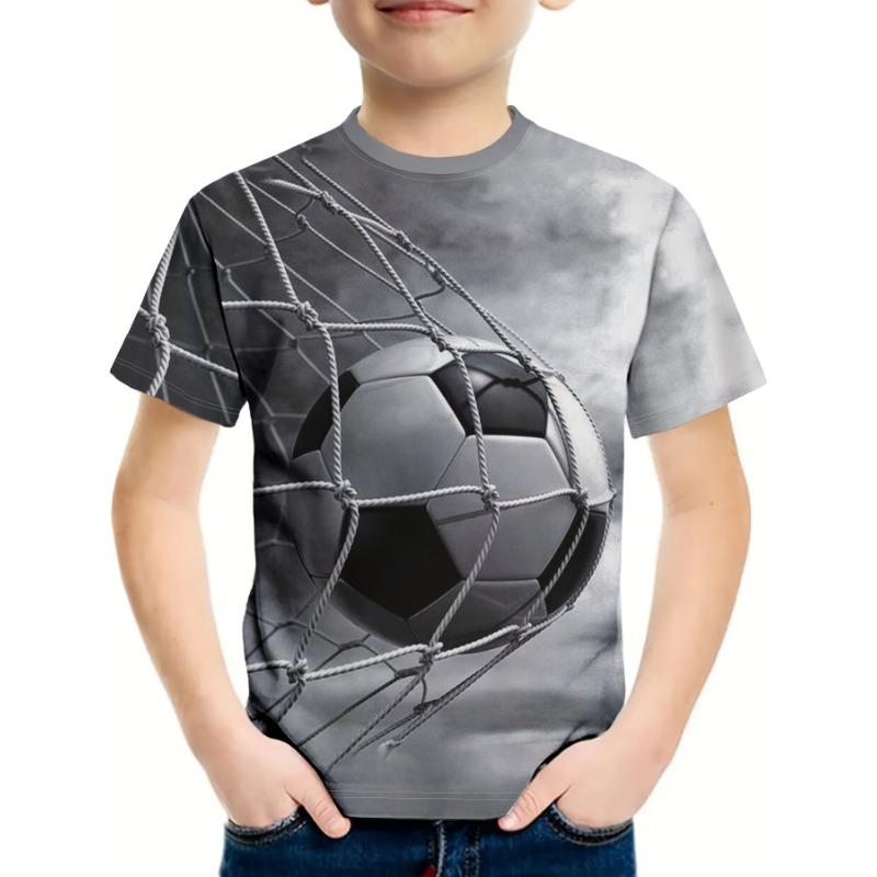 Barnkläder Pojkar T-shirt Kortärmad Livfull Fotbollsgrafik Barn Sommarkläder Vardaglig Daglig Pullover O-Hals Flicktoppar