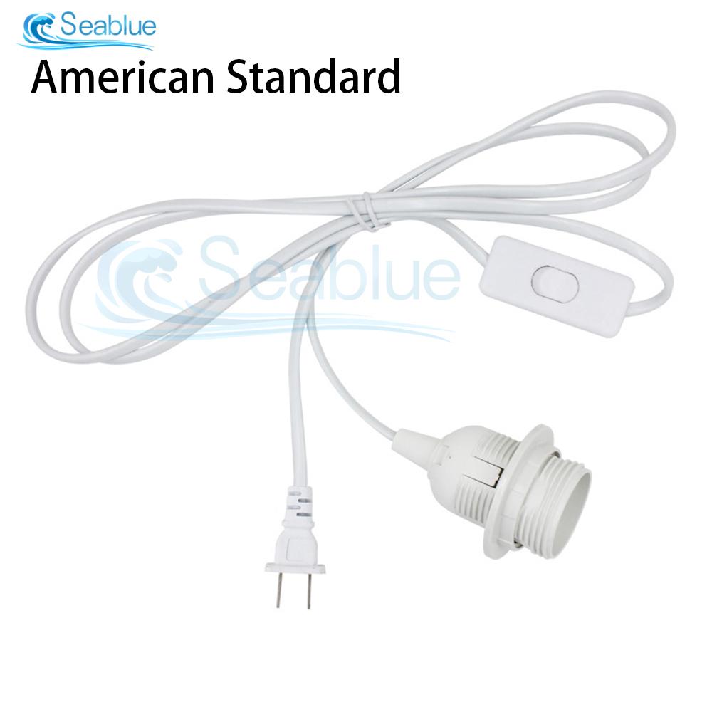 110V 220V 1.8M US/EU Plug Power Cord With ON/OFF Switch E27 Bulb Lamp Holder Textile Cable Cord for Hanging Light Cord Kit