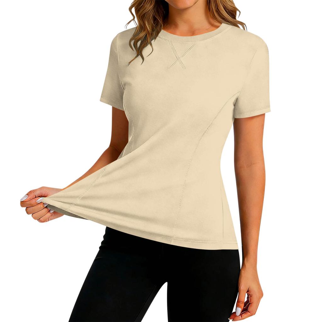 Womens Short Sleeve Athletic Top Moisture Wicking Quick Dry Performance T Shirt Lightweight Stretchy Gym Tee Workout Shirt