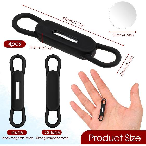 Jeffdad Magnetic Pen Pencil Holder - 4 Pcs Silicone Adjustable Holder for Refrigerator, Whiteboards, Office White Pen Holder (Black)