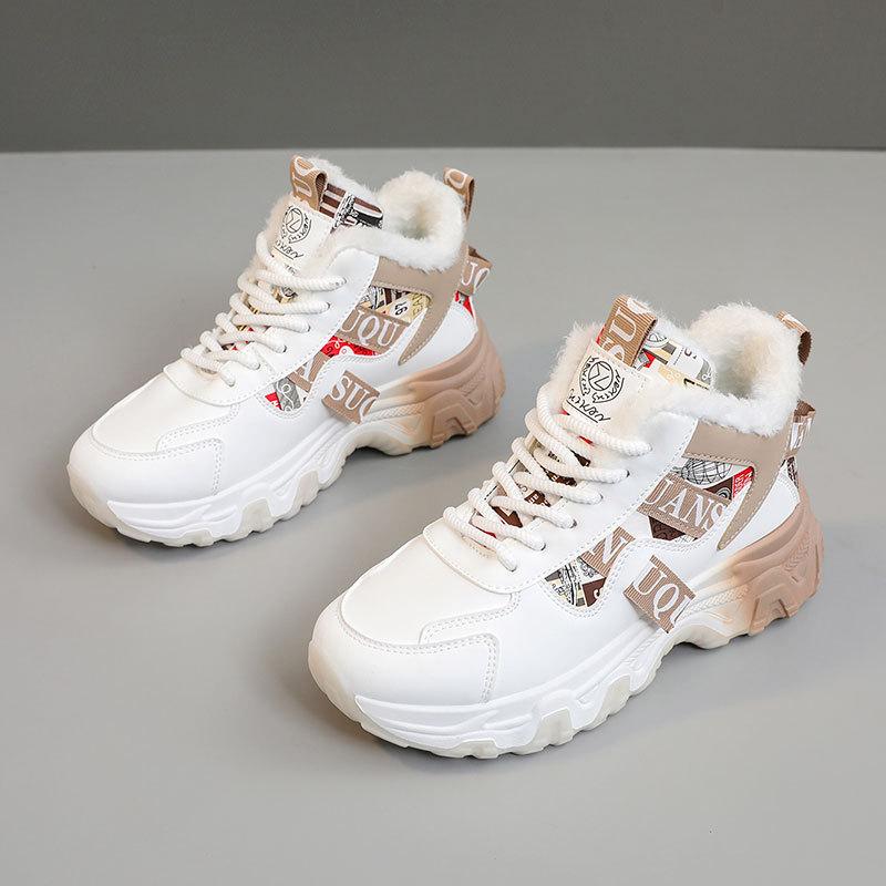 

Новые осенне-зимние теплые ботинки Мартина с высоким голенищем, женские ботинки, хлопковые ботинки плюс бархат, студенческие износостойкие с толстой подошвой 44