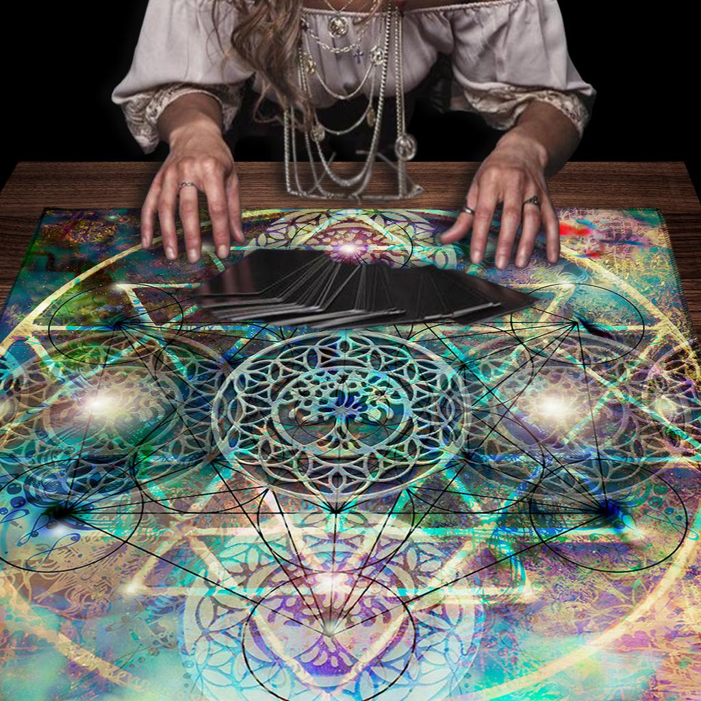 Tarot Tischdecke Mandala Blume des Lebens Altar Tuch Für Divination Meditation Kreis Galaxie Tarot Matte Spirituelle Orakel Karten Pad