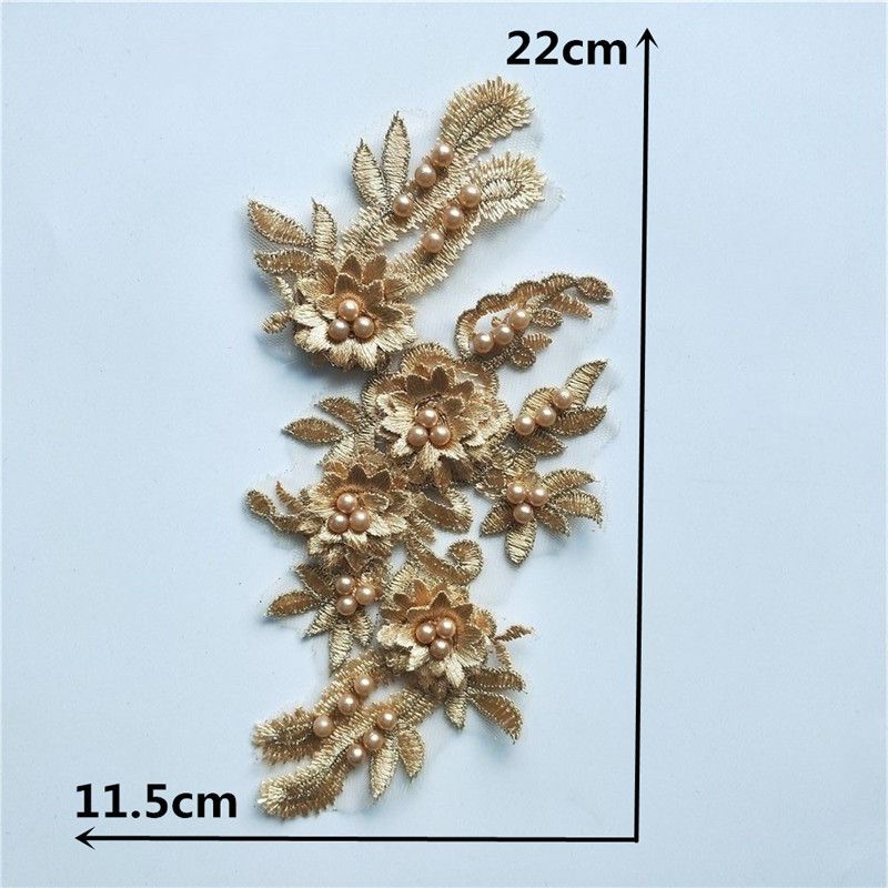 Golden Yellow I Water-Soluble Embroidery Three-Dimensional Lace Bead Sticky Flower Diy Sewing Decoration With Clothing Accessories Lace