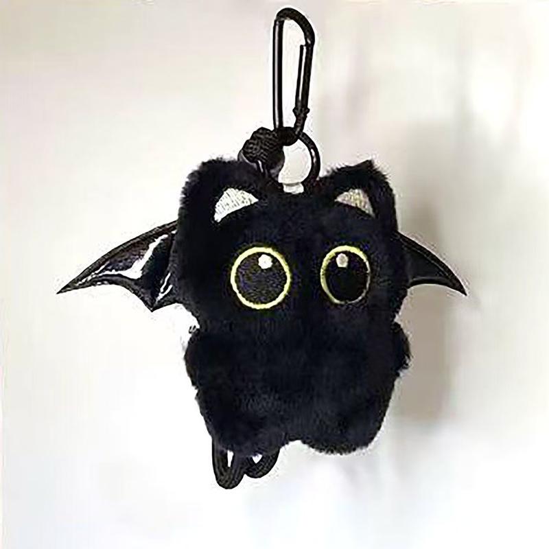 Søt Svart Katt Plysjleke Nøkkelring, Tegneserie Kattunge, Myk Utstoppet Dukke Anheng, Bilnøkkel, Ryggsekk, Bursdagsgaver