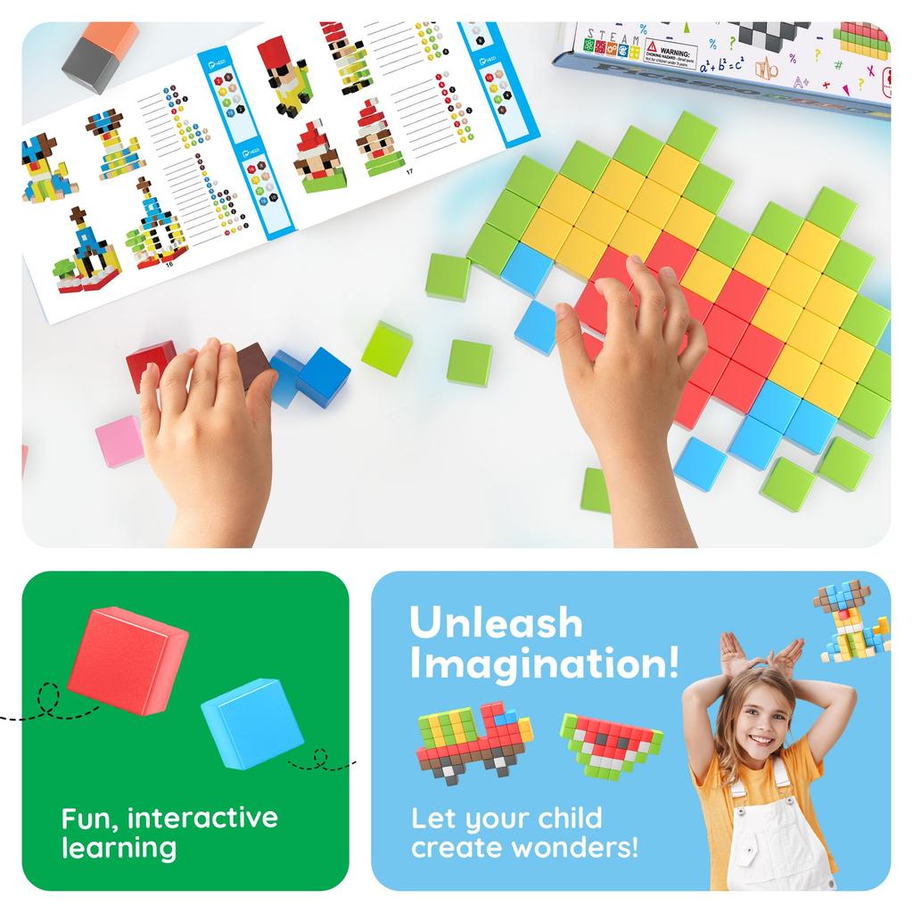 108 Magnetic Cube Building Magnetic Construction Building Blocks with Idea Educational Sensory Toy for School PicassoTiles PMC108 Blocks, 1-Inch