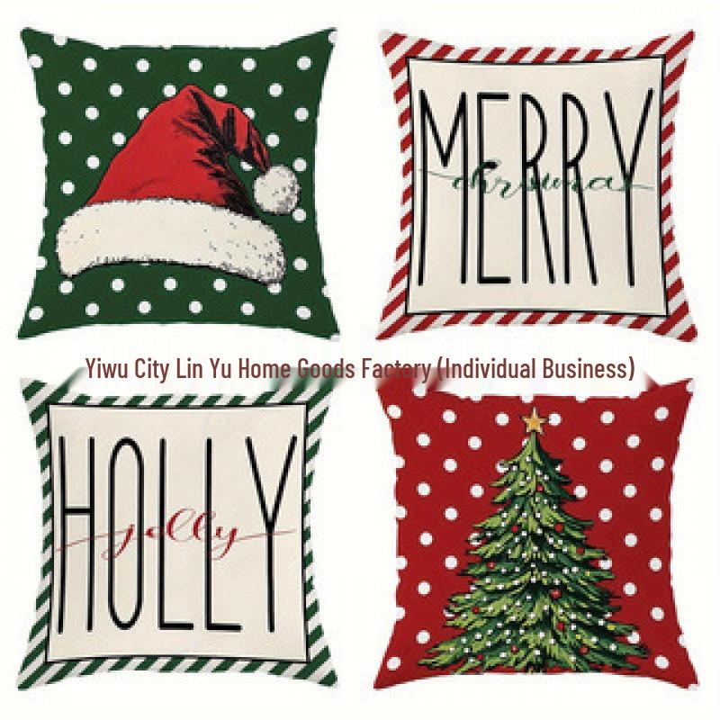 Christmas Linen Pillowcase: Home Sofa Decor & Car Lumbar Support Cushion Cover