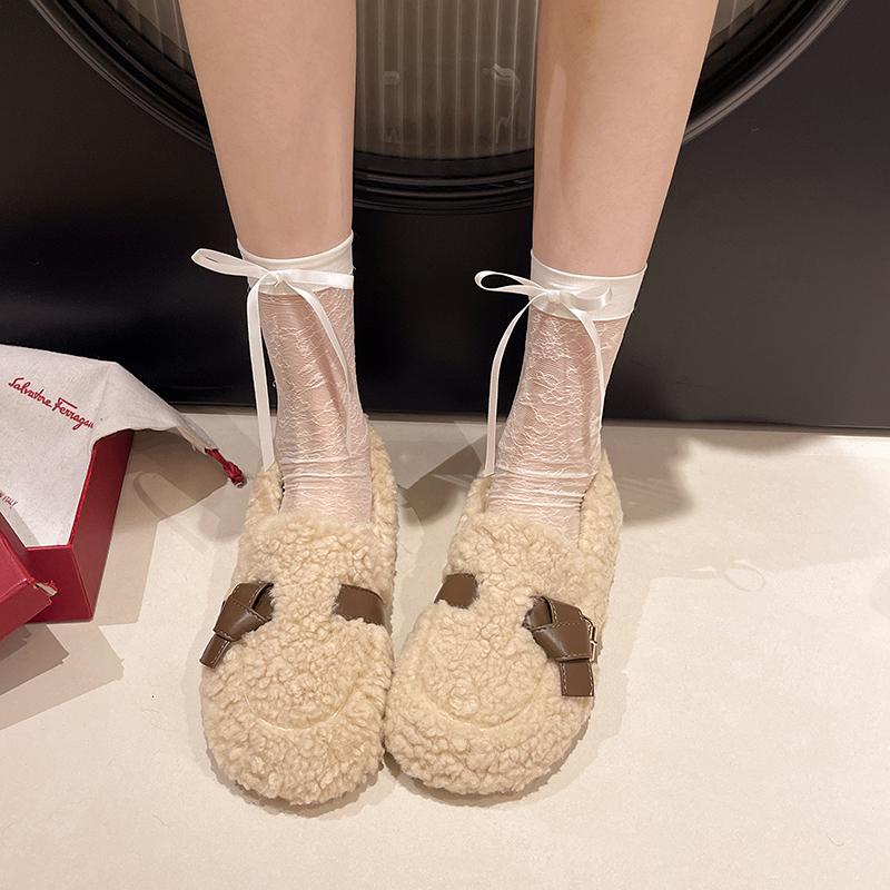 Fashion Winter Round Head Women's Shoes Warm Plush 2024 High Quality New Outdoor Non-slip Flat with Casual Comfortable Ladies Shoes