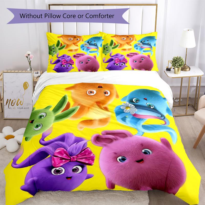 3pcs Sunny Bunnies Bedding Set Duvet Cover Closure Includes 1 Duvet Cover & 2 Pillowcases, Soft and Comfortable for All Seasons.