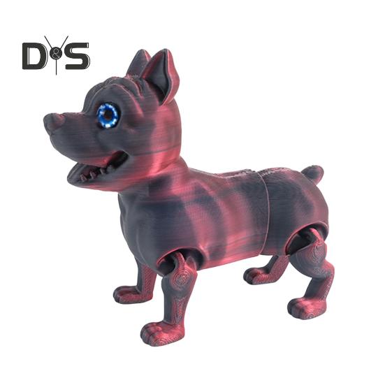 

3D-друкована фігурка собаки. Рухливі суглоби. Симуляція. Фігурка пітбуля. Зчленована модель тварин. Іграшка. Домашній офіс. Книжкова полиця. Прикраса робочого столу. червоний колір чорний
