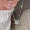 High sense light luxury single diamond necklace women's fashion commuting exquisite Internet celebrity star point small round diamond collarbone chain