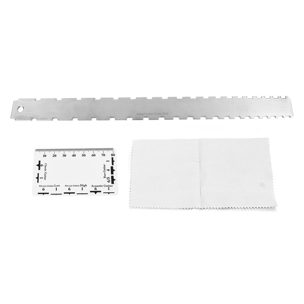 Guitar Ruler Set Stainless Steel High Accuracy Guitar Neck Notched Straight Edge String Action Gauge Ruler Set