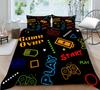 3D Bedding Single Double Bed Game Machine Printed Pillowcase and Quilt Cover 2/3 Pieces for Boys and Men Game Lovers Comfortable Household Bedding