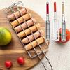 Hot Dog Grill With Wooden Handle Removable Sausage Grill Cage Grill Basket Grill Accessories Tools Portable Outdoor BBQ Rack
