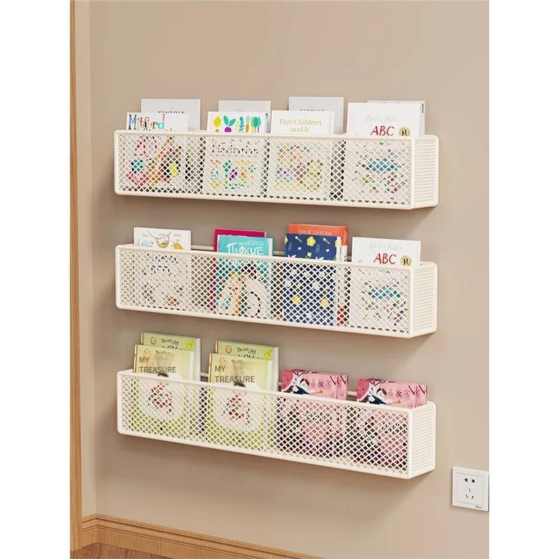 Wall Bookshelf Behind Door Ultra-narrow Simple Wrought Iron Children's Picture Books Book Finishing Rack Wall-mounted Storage