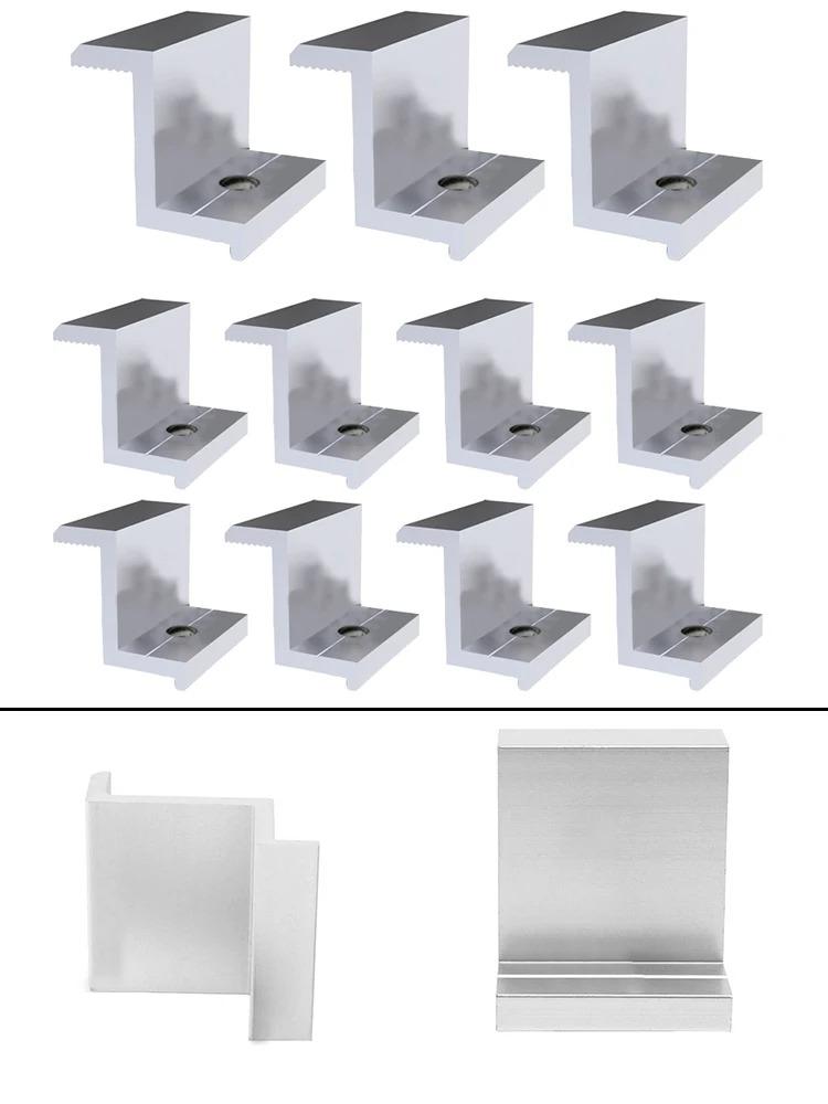 10 Pcs Aluminum Alloy Solar Photovoltaic Brackets Clamps For Solar Modules Panel Racking Mounts PV End Accessories