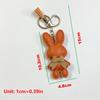 Cute Pu Leather Solid Color Bunny Keychain Creative Bow Bunny Keyring Car Key Holder Pendant Bag Charm Gifts