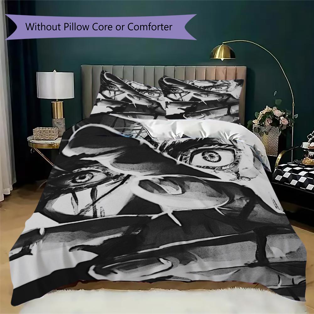 Jujutsu Kaisen Pattern Bedding uilt Set uilt Cover Pillowcase Home Decoration Birthday Gift (1 * duvet cover + 2 * pillowcase without core)