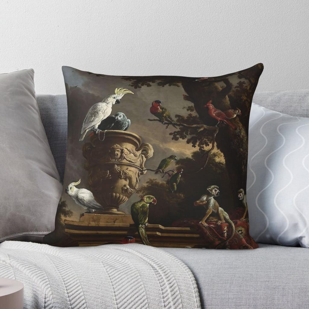 The Menagerie By Melchior D Hondecoeter Square Pillowcase Polyester Linen Velvet Creative Decor Throw Pillow Bed Cushion X