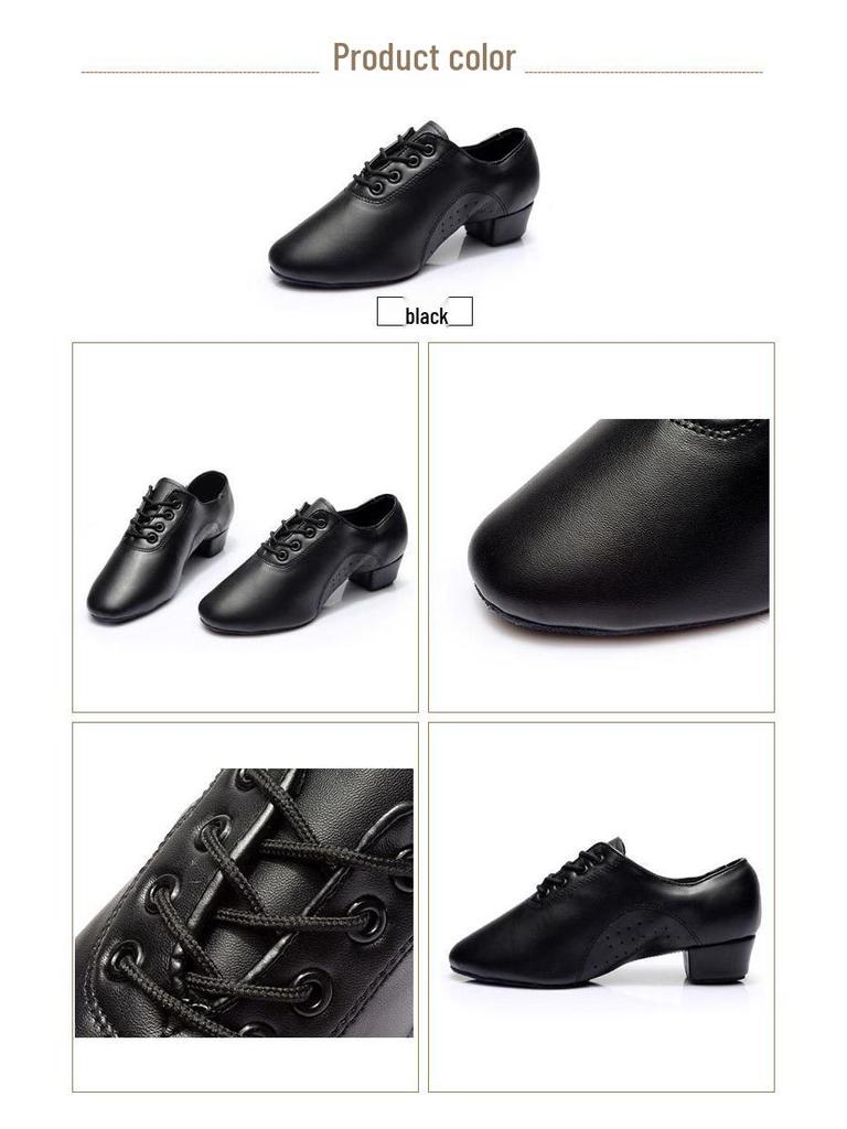 Men's Black Modern Latin Ballroom Dance Shoes for Indoor Practice