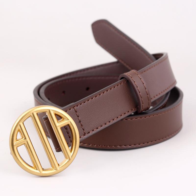 

Casual Leather Belt For Women With Alloy Buckle For Office And Daily Wear кавовий