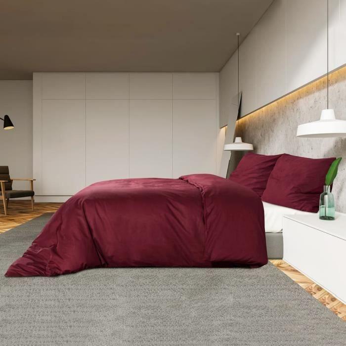 VidaXL Ensemble de housse de couette Bordeaux 155x220 cm Microfibre136039