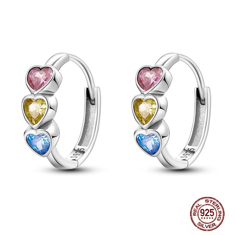 Hoop Earrings for Women Sparkling Pave CZ Heart-shaped Series Round Love Fit Original Wedding Drop Earring Jewelry
