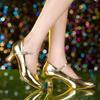 Women Patent Leather Shiny Closed Toe Salsa Shoes Black Gold Silver Red Ballroom Tango Latin Dance Shoes for Woman 5cm/7cm Heels