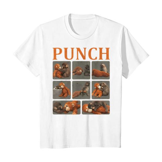 

Men Tee Shirt Punch Monkey Pattern Round Neck Short Sleeve Pullover Tops Stretchy Fit Solid Color Casual Tops Daily Wear 3XL H