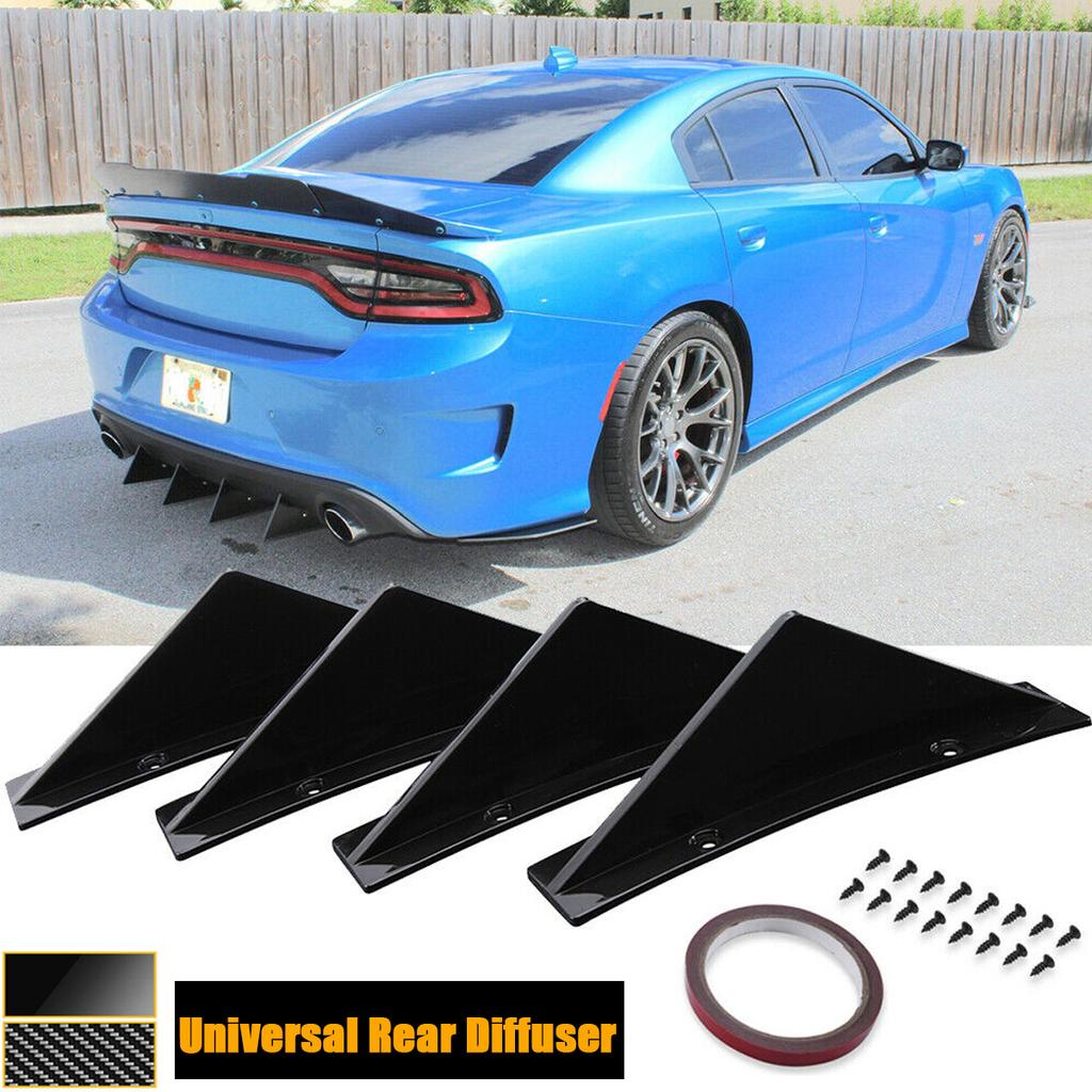 Universal For Dodge Challenger Charger SE SRT 2000-2022 Rear Bumper Lip Diffuser Shark Fins Spoiler Body Kit Car