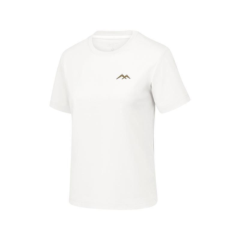 Skechers Solona Outdoor Quick-Dry Series Breathable Minimalist Comfortable Letter Short Sleeve T-Shirt Women tops Cotton-Candy-White P225W127-0074 S