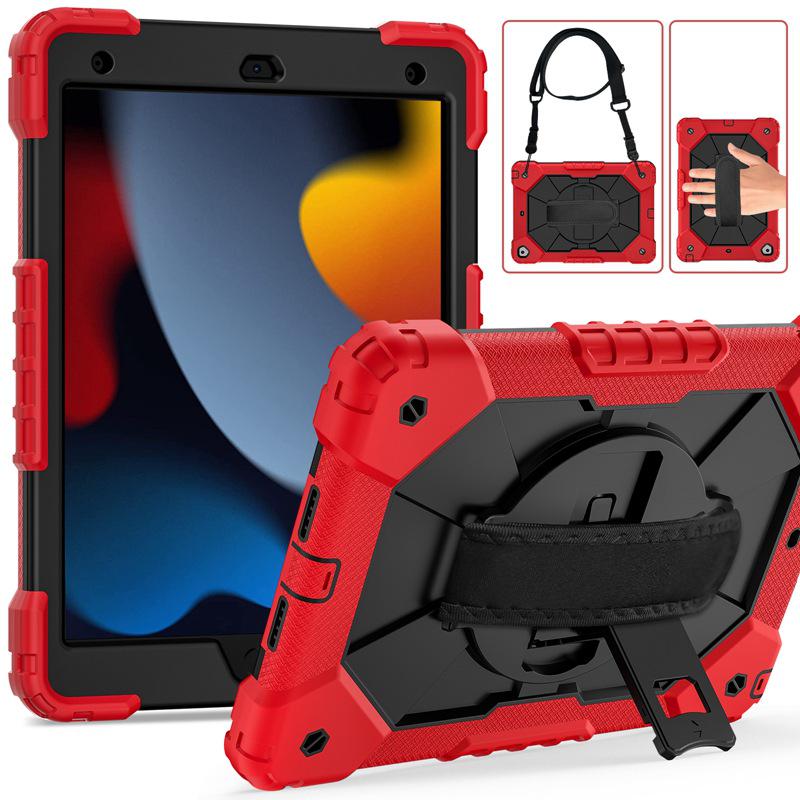 

Чехол для iPad 10.2 с контрастным плечевым ремнем: Вращающийся на 360° двухслойный силиконовый защитный чехол для iPad 9/8/7 iPad Pro 10.2 (2019/2020/2021)