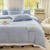 Ins Korean Version of Washed Cotton Bedding Four-piece Set Bed Sheet Quilt Cover Embroidery Dormitory Bedding Three-piece Set