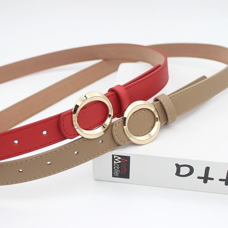 Student Jeans Decorative Pu Belt Women'S Circle Gold Alloy Multi-Colored Belt Women'S