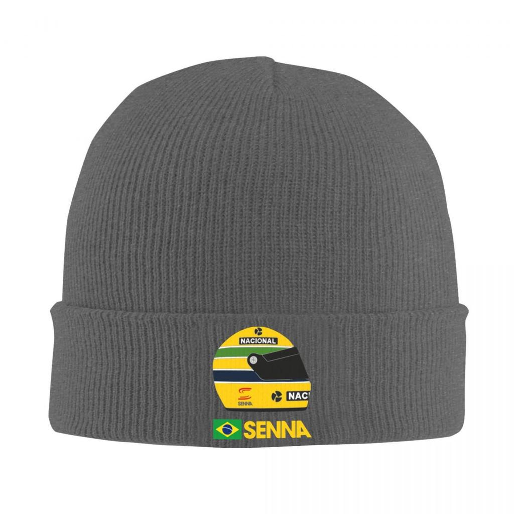 Ayrton Senna Racing Car Knitted Hats Quality Warm Anime Unisex Headwear Knitted Caps