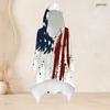Women Plus Size Hooded Long Sleeve American Flag Printed High Low Top Fitted Pants Two Piece Set
