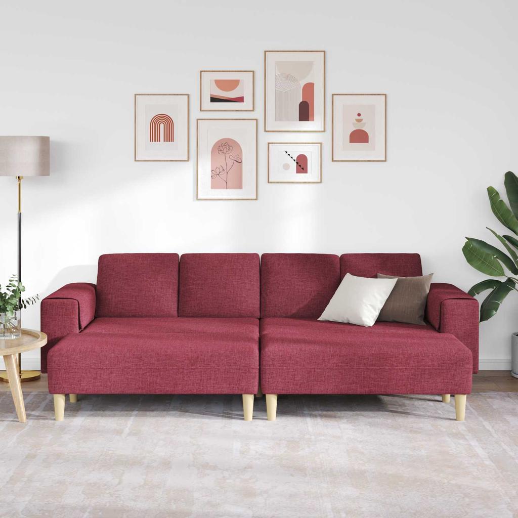 Living Room Sofa Set 3 pcs Burgundy 250 x 188 x 76 cm Polyester