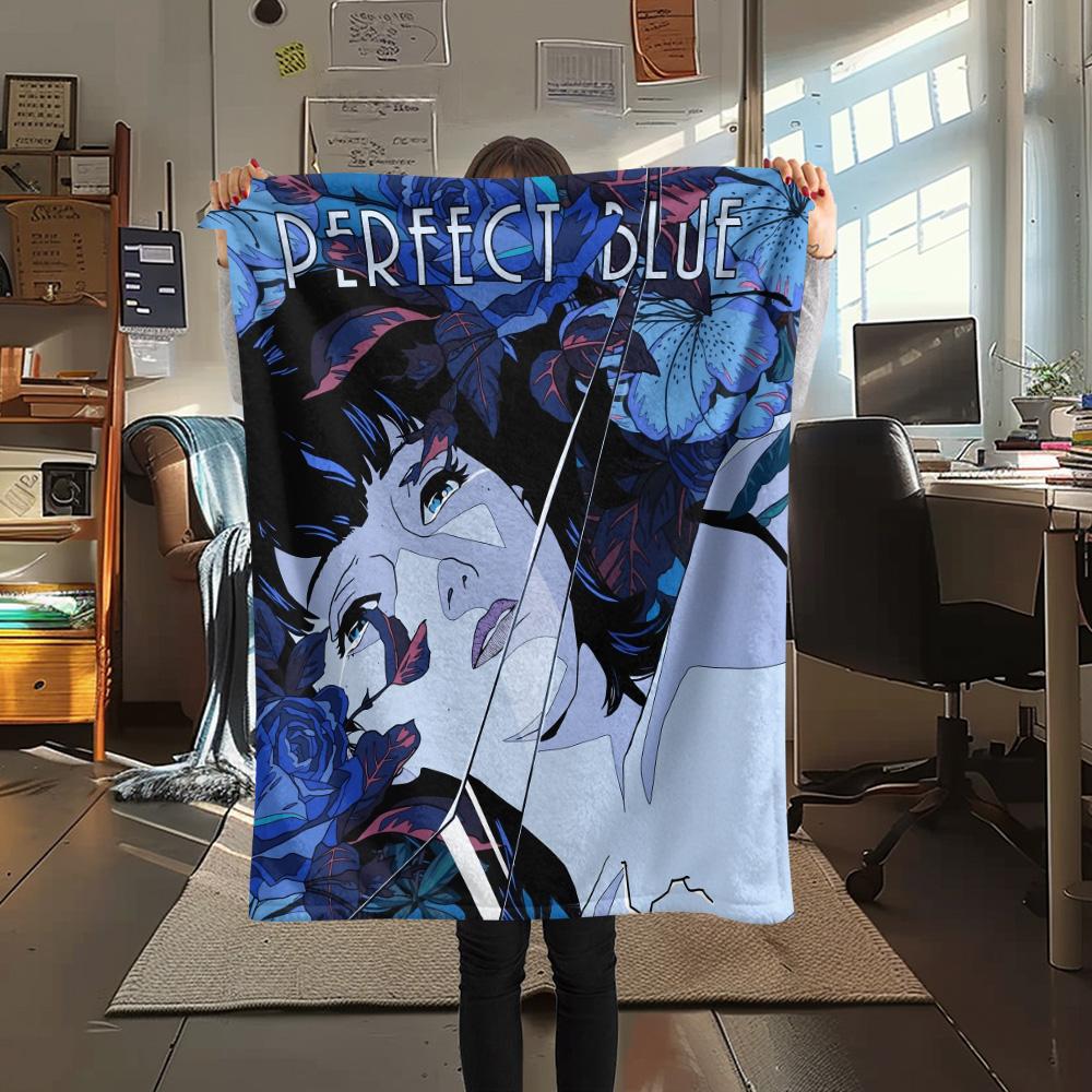 Perfect Blue Print Flannel Blanket, High Quality Comfortable for All Seasons, Home Decor, Warmth and Comfort