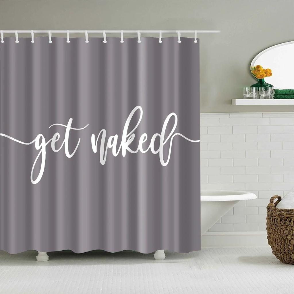 3D Old Vintage Wood Doors Shower Curtain Home Decor Polyester Fabric Bath Curtains Stripes Letters Bathroom Curtains