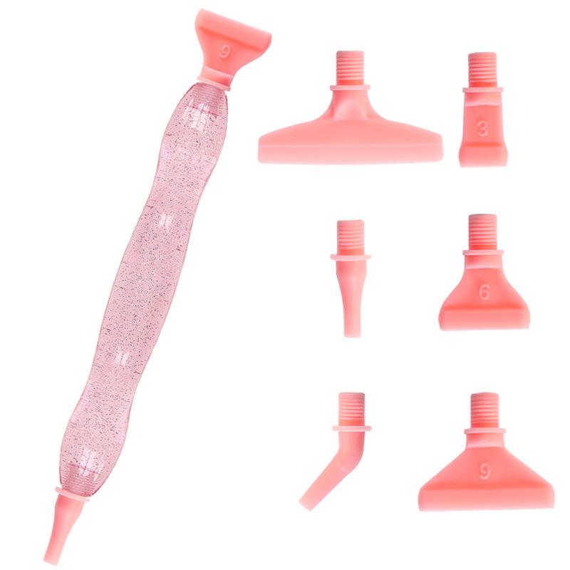 Glitter Gradient Diamond Painting Pen Kit with 6 Interchangeable Plastic Tips Ergonomic Handle for 5D Diamond Art Rhinestone Crafts and DIY Projects