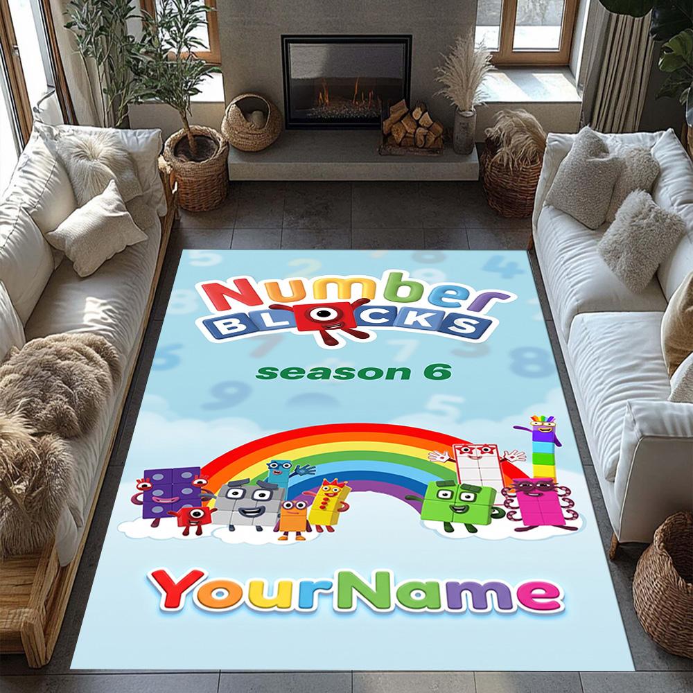 Tappeto Personalizzabile con Area Nome Numberblocks per Soggiorni Studio Ingresso Dormitorio Tappeto Antiscivolo Decorazioni Ufficio Anime Regalo Spirituale