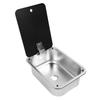 RV Single Bowl Bar Sink 15 X 11 X 5.4in Square Stainless Steel with Tempered Glass Lid and 40mm Drain Hole for Caravan