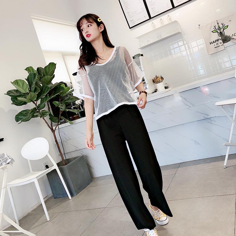 Paris High Waist Ice Silk Drape Pants - Summer Loose Straight Leg