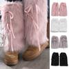 JK Furry Leg Warmers Faux Fur Boot Cover Fashion Lace Up Leg Warmers  Streetwear