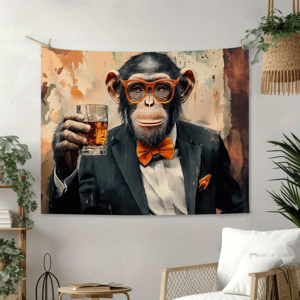Gracieus pak aap Digitale print polyester wandkleed geschikt voor gebruik in woonkamers slaapkamers kantoren bars en feesten