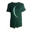 Bending Moon 3D Print Round Neck Short Sleeved T-shirt for Women Tees Breathable Polyester Stretch Comfortable for Everyday