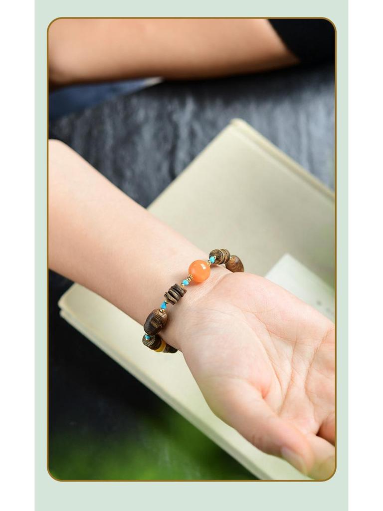 Agarholz Jujube & Türkis Bernstein Armband