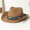 Lente En Zomer Westerse Cowboyhoed Mannen Cowboy Strooien Petten Vrouwen Zonbescherming Reizen Etnische Stijl Grote Rand Strandhoeden