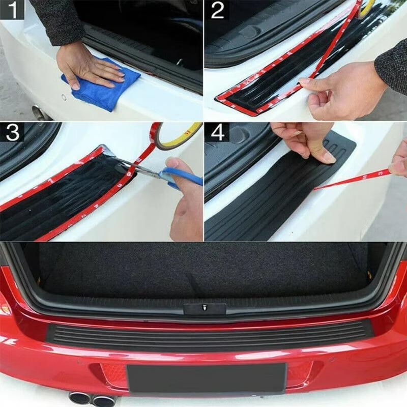 1pc Car Rear Bumper Cover Sticker Strip Protector Trunk Sill Scuff Plate Guard Automobiles Exterior Parts Styling Mouldings